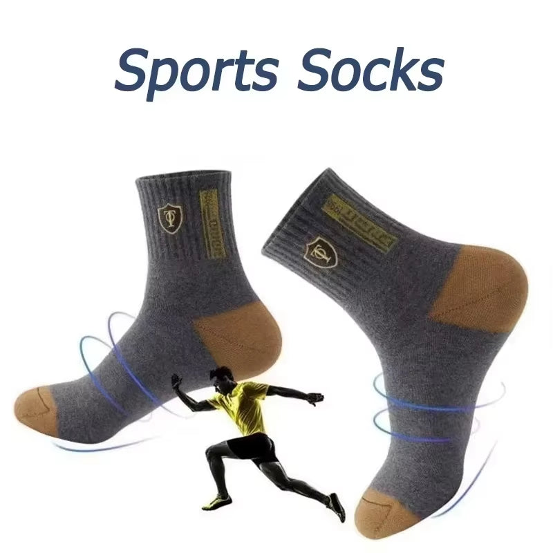 Men's Bamboo Fiber Sports Socks - 5 Pairs of Breathable Cotton Stockings for Autumn and Winter, Sweat-Absorbing and Deodorant Business Socks