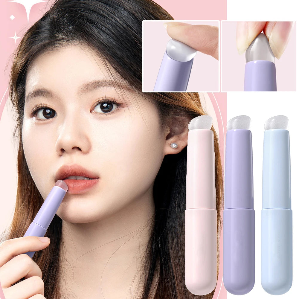 Silicone Lip Brush with Protective Cap and Angled Concealer Brush for Permanent Makeup Applications