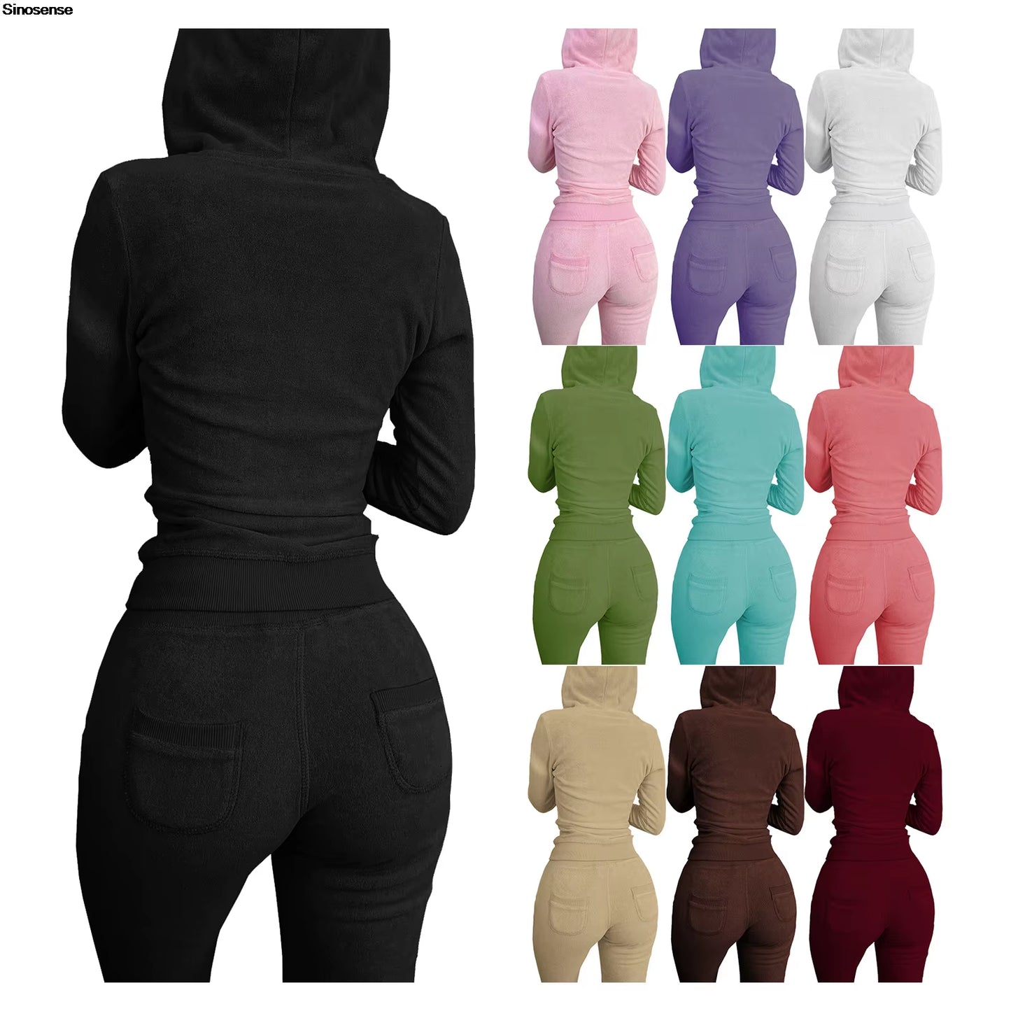 Women's Fuzzy Fleece 3-Piece Tracksuit Set: Zip-Up Hoodie, Sleeveless Tank Top, and Leggings for Casual Lounge Wear