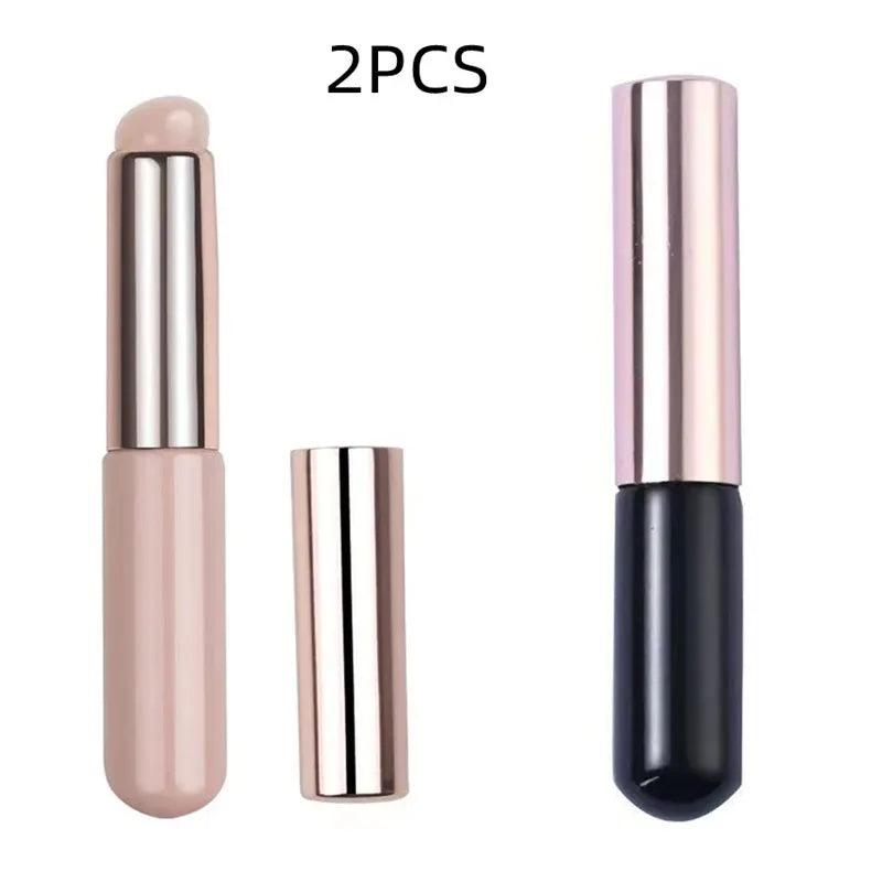 Silicone Lip Brush with Protective Cap and Angled Concealer Brush for Permanent Makeup Applications
