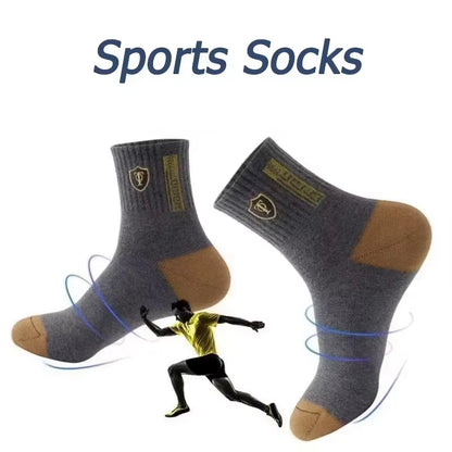 Men's Bamboo Fiber Sports Socks - 5 Pairs of Breathable Cotton Stockings for Autumn and Winter, Sweat-Absorbing and Deodorant Business Socks