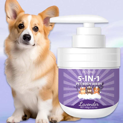ROZINO 5-In-1 Lavender Pet Wash for Cats & Dogs. Cleans, Soothes, Detoxes, Eases Dry/Itch, Resists UV, Aids Repair. Friendly Formula, Gentle, 100G
