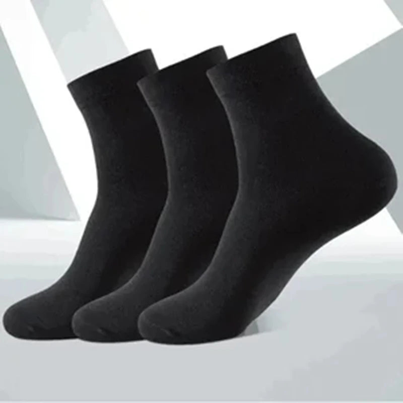 Men's Bamboo Fiber Sports Socks - 5 Pairs of Breathable Cotton Stockings for Autumn and Winter, Sweat-Absorbing and Deodorant Business Socks