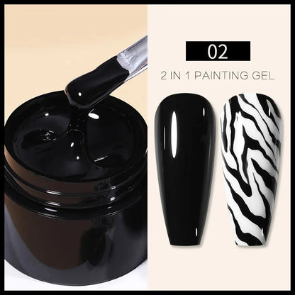 5ml UV Spider Drawing Gel Nail Polish in White, Black, and Silver for Professional Manicure Art