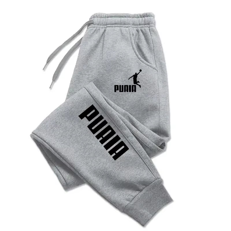 PUAIA Men's Autumn/Winter Sport Jogging Trousers - Loose Fit Fitness Pants in Solid Colors for Streetwear