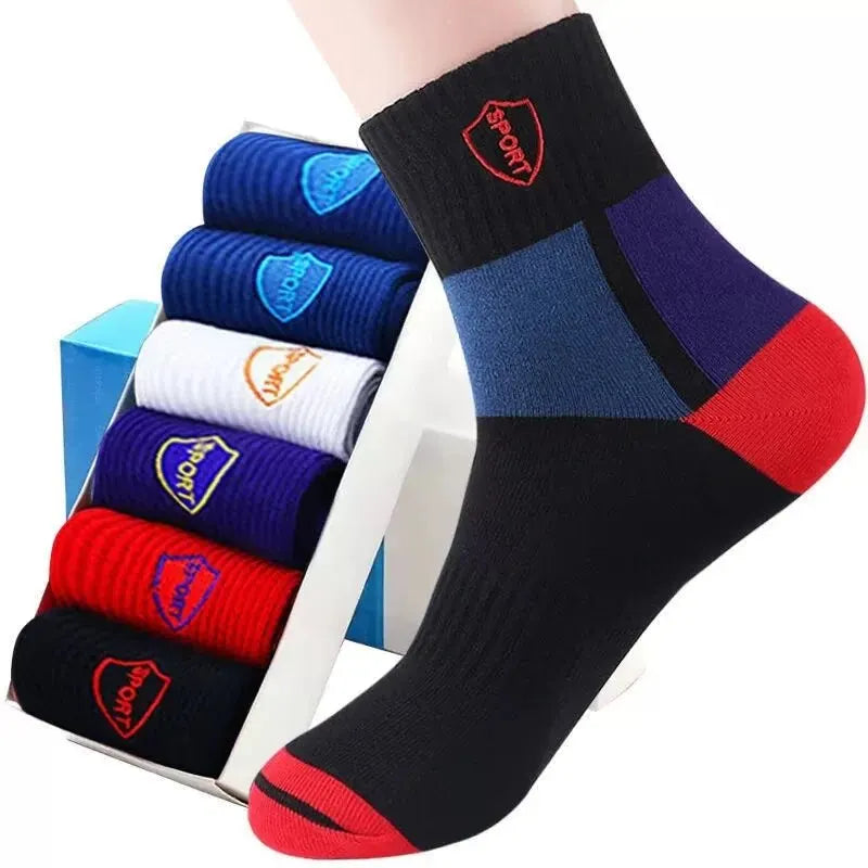 Men's Bamboo Fiber Sports Socks - 5 Pairs of Breathable Cotton Stockings for Autumn and Winter, Sweat-Absorbing and Deodorant Business Socks