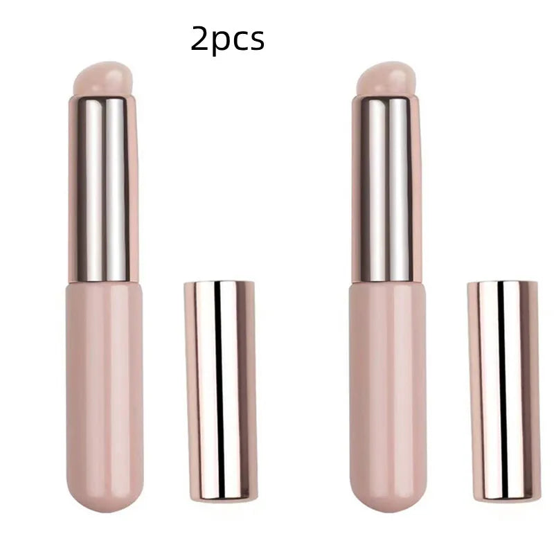 Silicone Lip Brush with Protective Cap and Angled Concealer Brush for Permanent Makeup Applications