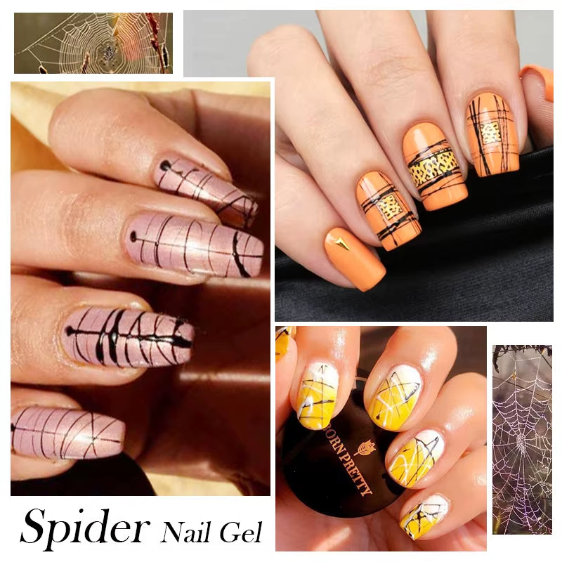 5ml UV Spider Drawing Gel Nail Polish in White, Black, and Silver for Professional Manicure Art