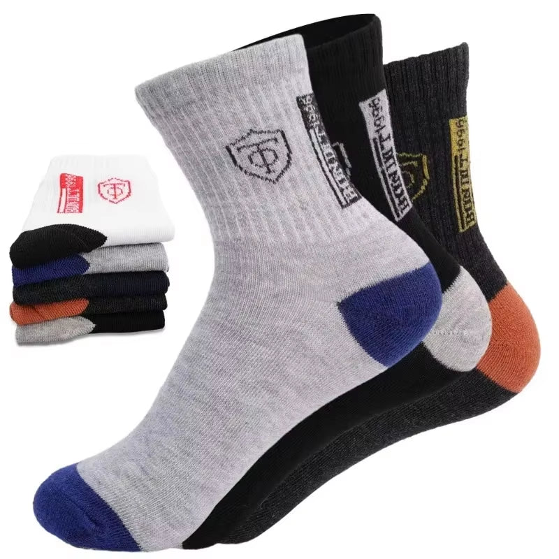 Men's Bamboo Fiber Sports Socks - 5 Pairs of Breathable Cotton Stockings for Autumn and Winter, Sweat-Absorbing and Deodorant Business Socks