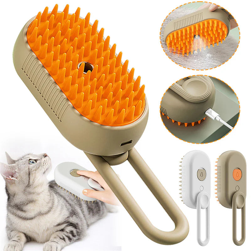 Revolutionary 3-in-1 Electric Steam Brush for Dogs and Cats: Groom, Massage, and Effortlessly Remove Hair