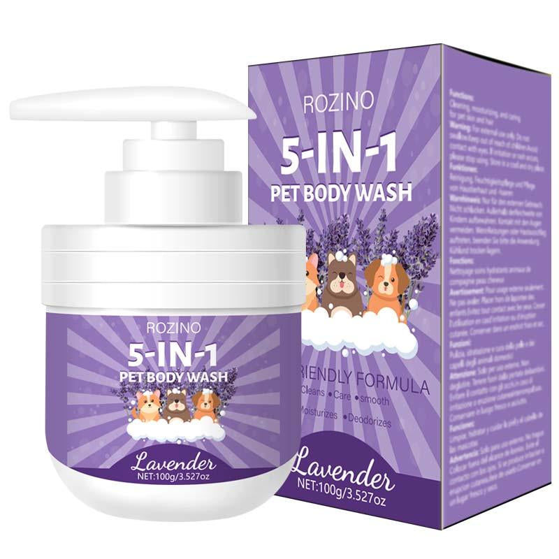 ROZINO 5-In-1 Lavender Pet Wash for Cats & Dogs. Cleans, Soothes, Detoxes, Eases Dry/Itch, Resists UV, Aids Repair. Friendly Formula, Gentle, 100G