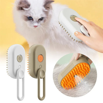 Revolutionary 3-in-1 Electric Steam Brush for Dogs and Cats: Groom, Massage, and Effortlessly Remove Hair