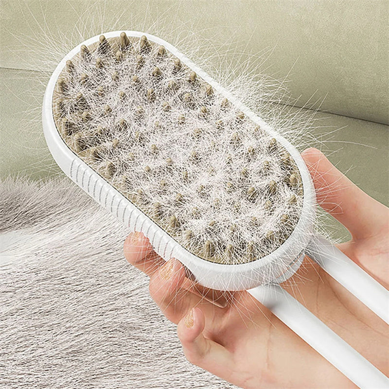 Revolutionary 3-in-1 Electric Steam Brush for Dogs and Cats: Groom, Massage, and Effortlessly Remove Hair