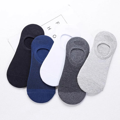 Men's Bamboo Fiber Sports Socks - 5 Pairs of Breathable Cotton Stockings for Autumn and Winter, Sweat-Absorbing and Deodorant Business Socks