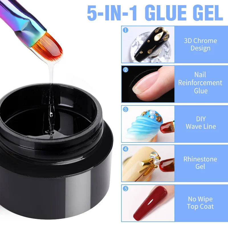 5ml UV Spider Drawing Gel Nail Polish in White, Black, and Silver for Professional Manicure Art