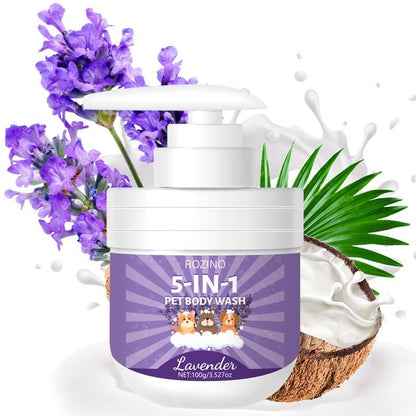 ROZINO 5-In-1 Lavender Pet Wash for Cats & Dogs. Cleans, Soothes, Detoxes, Eases Dry/Itch, Resists UV, Aids Repair. Friendly Formula, Gentle, 100G
