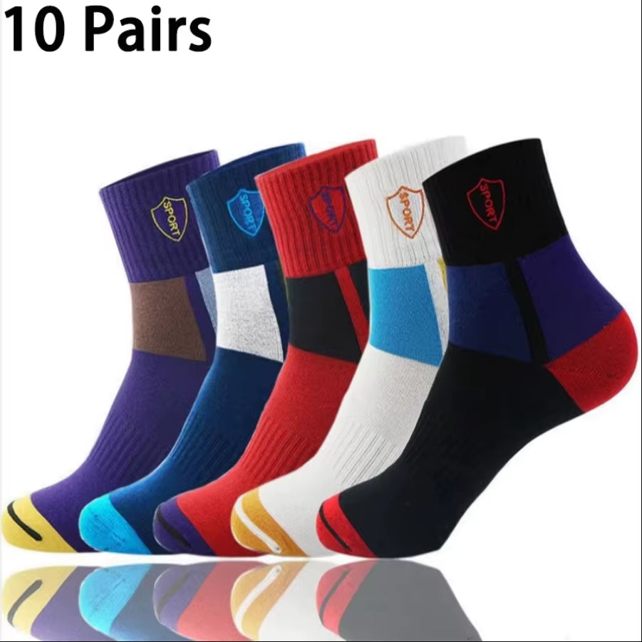 Men's Bamboo Fiber Sports Socks - 5 Pairs of Breathable Cotton Stockings for Autumn and Winter, Sweat-Absorbing and Deodorant Business Socks
