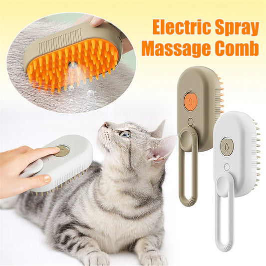 Revolutionary 3-in-1 Electric Steam Brush for Dogs and Cats: Groom, Massage, and Effortlessly Remove Hair