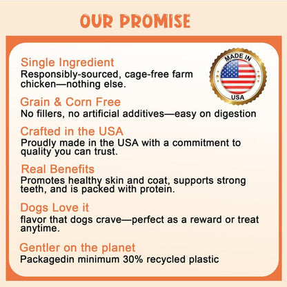 BAYPIE Chicken Jerky Dog Treats – All-Natural, Single-Ingredient Training Treats for Dogs – Made in the USA with Real Dehydrated Chicken – Healthy, High-Protein Dog Snacks – 10 Oz