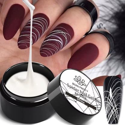 5ml UV Spider Drawing Gel Nail Polish in White, Black, and Silver for Professional Manicure Art