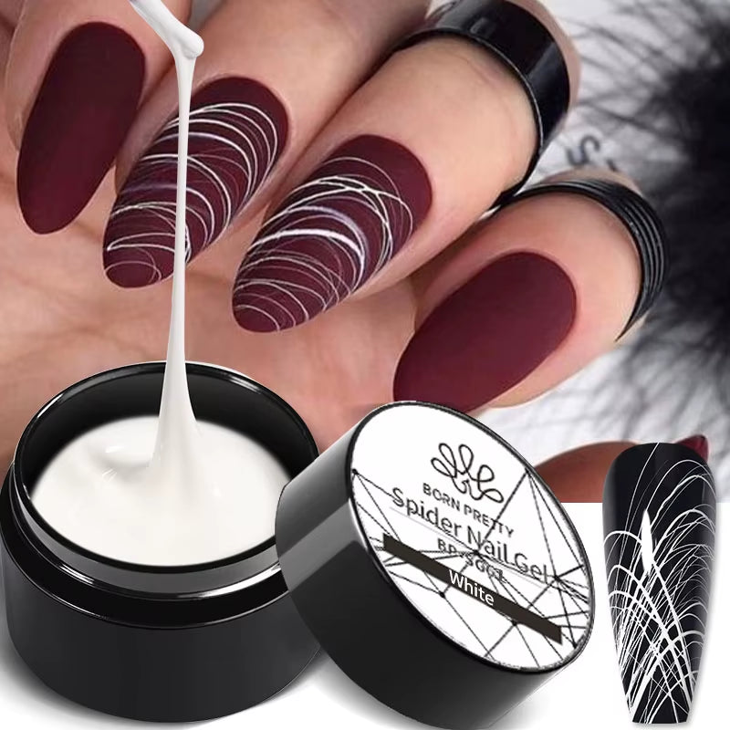 5ml UV Spider Drawing Gel Nail Polish in White, Black, and Silver for Professional Manicure Art