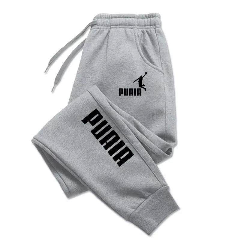 PUAIA Men's Autumn/Winter Sport Jogging Trousers - Loose Fit Fitness Pants in Solid Colors for Streetwear