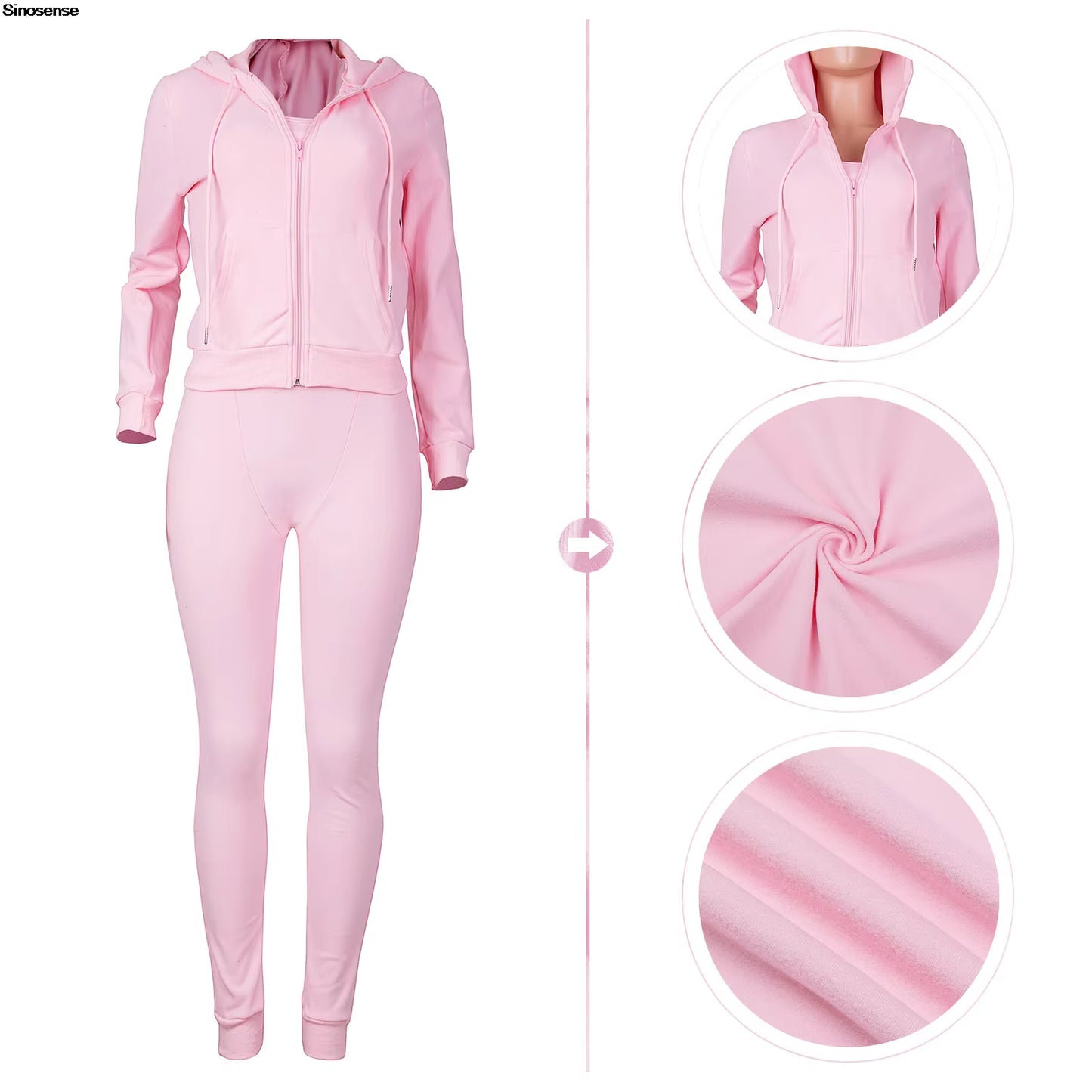 Women's Fuzzy Fleece 3-Piece Tracksuit Set: Zip-Up Hoodie, Sleeveless Tank Top, and Leggings for Casual Lounge Wear