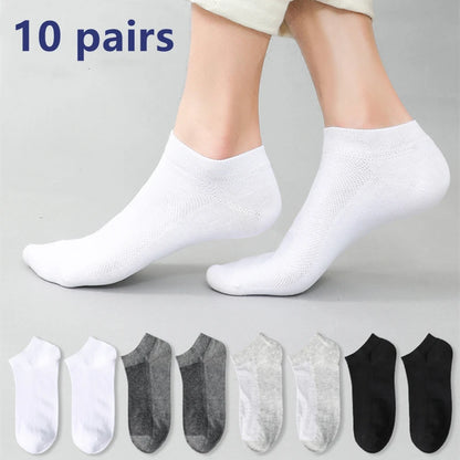 Men's Bamboo Fiber Sports Socks - 5 Pairs of Breathable Cotton Stockings for Autumn and Winter, Sweat-Absorbing and Deodorant Business Socks