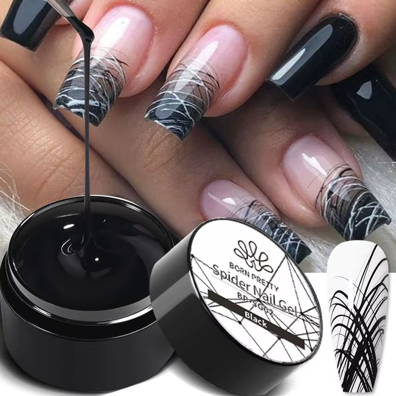 5ml UV Spider Drawing Gel Nail Polish in White, Black, and Silver for Professional Manicure Art
