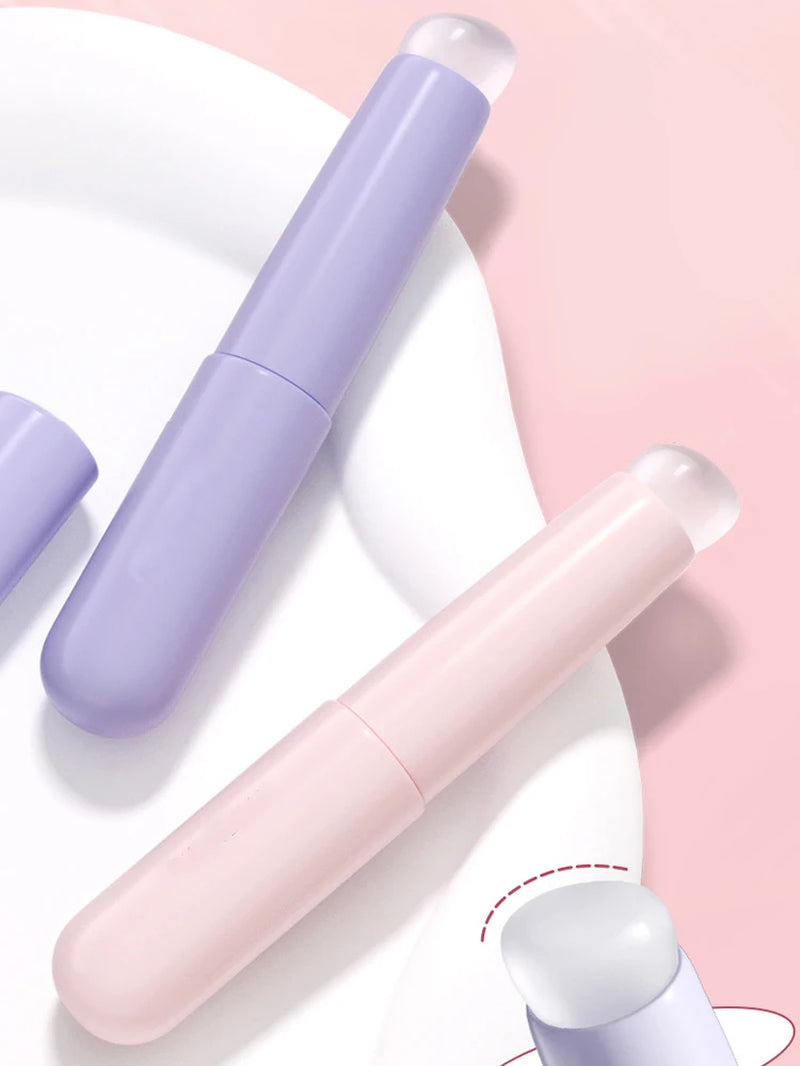 Silicone Lip Brush with Protective Cap and Angled Concealer Brush for Permanent Makeup Applications