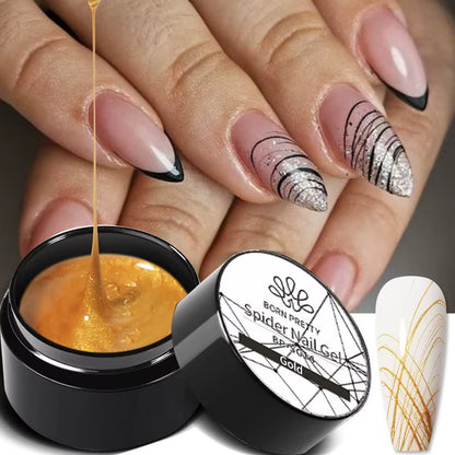 5ml UV Spider Drawing Gel Nail Polish in White, Black, and Silver for Professional Manicure Art