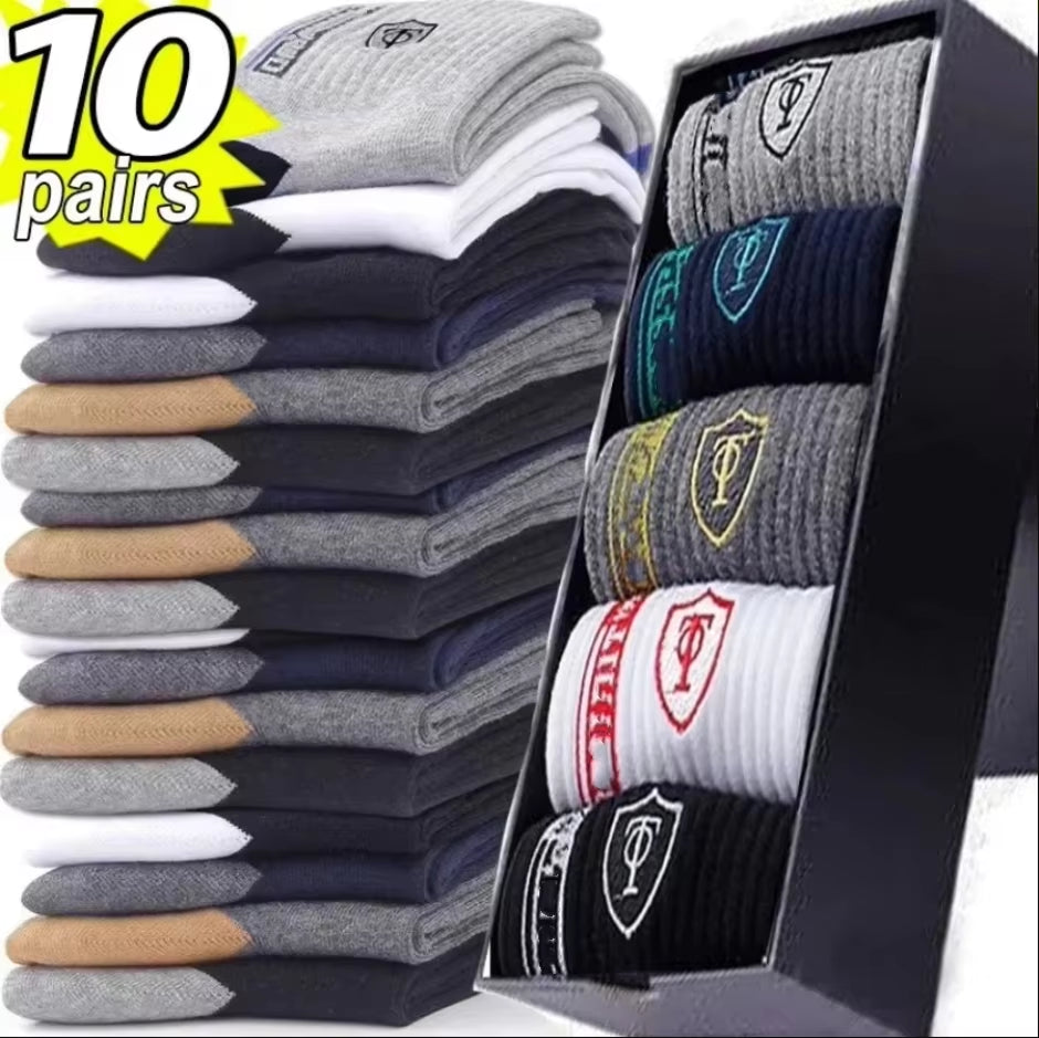 Men's Bamboo Fiber Sports Socks - 5 Pairs of Breathable Cotton Stockings for Autumn and Winter, Sweat-Absorbing and Deodorant Business Socks