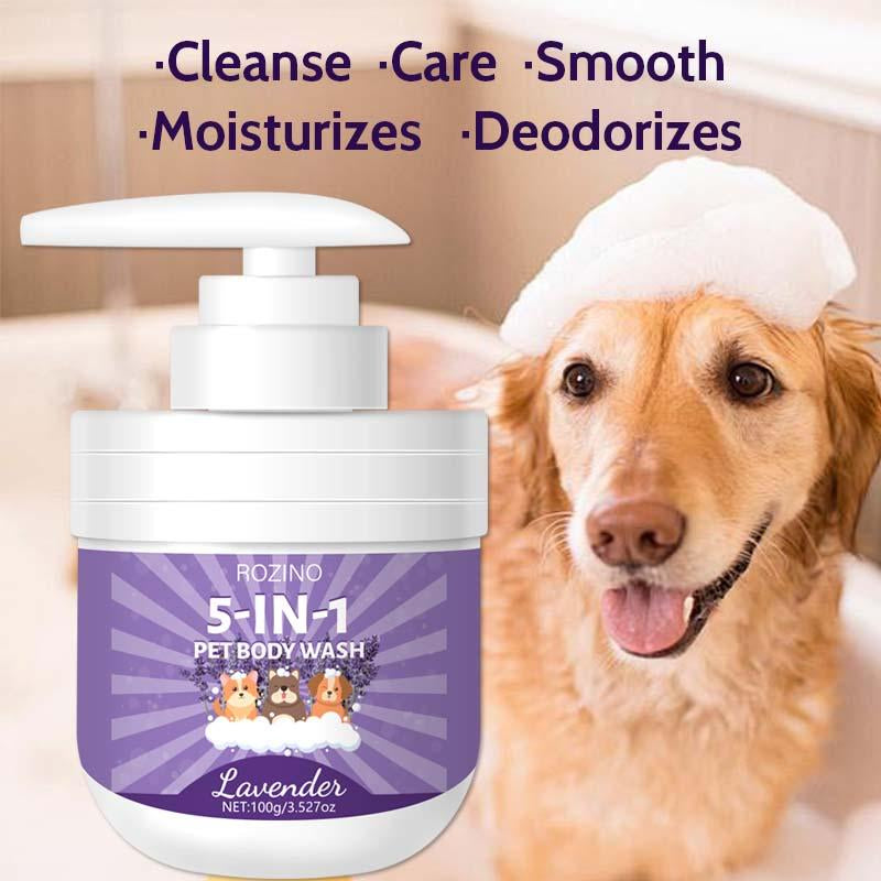 ROZINO 5-In-1 Lavender Pet Wash for Cats & Dogs. Cleans, Soothes, Detoxes, Eases Dry/Itch, Resists UV, Aids Repair. Friendly Formula, Gentle, 100G