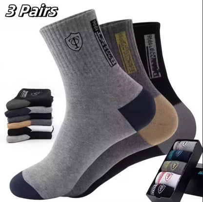Men's Bamboo Fiber Sports Socks - 5 Pairs of Breathable Cotton Stockings for Autumn and Winter, Sweat-Absorbing and Deodorant Business Socks