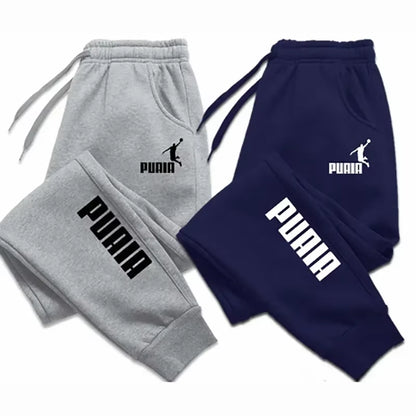 PUAIA Men's Autumn/Winter Sport Jogging Trousers - Loose Fit Fitness Pants in Solid Colors for Streetwear
